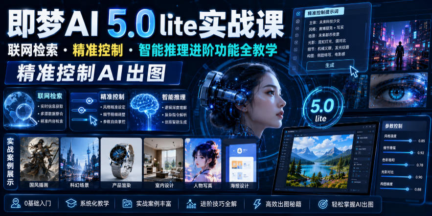 即梦AI 5.0 lite实战课，联网检索・精准控制・智能推理进阶功能全教学，精准控制AI出图-千城资源网