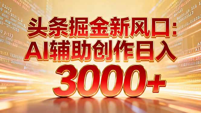 （16923期）头条掘金新风口：AI辅助创作日入3000+，矩阵玩法当天启动隔天见效-千城资源网