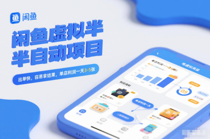 闲鱼虚拟半自动项目，出单快，容易拿结果，单店利润一天3-5张-千城资源网