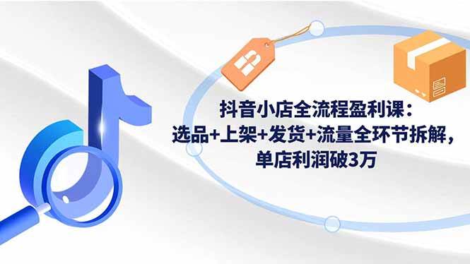 （16593期）抖音小店全流程盈利课：选品+上架+发货+流量全环节拆解，单店利润破3万-千城资源网