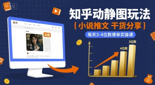 小说推文干货分享之知乎动静图玩法，每天3-4位数爆单实操课-千城资源网