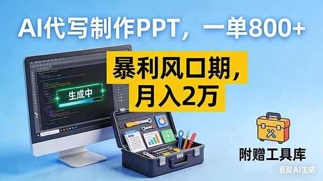 （16967期）AI代写制作PPT，一单800+， 暴利风口期，月入2万【附工具】-千城资源网