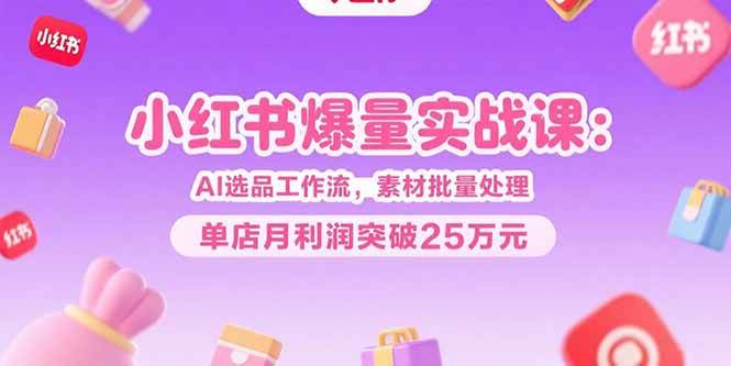 （15462期）小红书爆量实战课：AI选品工作流，素材批量处理，单店月利润突破25万元-千城资源网