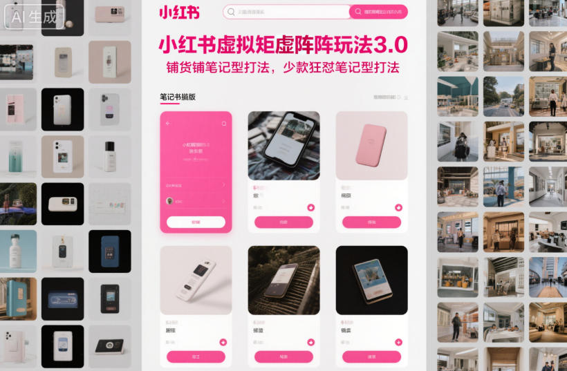 小红书虚拟矩阵玩法3.0，铺货铺笔记型打法，少款狂怼笔记型打法-千城资源网