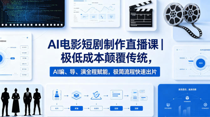 AI电影短剧制作直播课｜极低成本颠覆传统，AI编、导、演全程赋能，极简流程快速出片-千城资源网