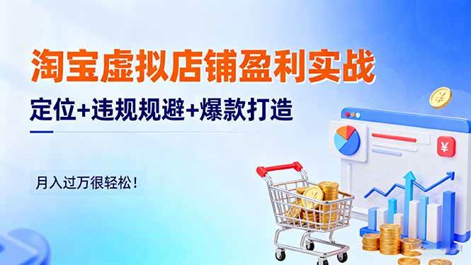 （16387期）淘宝虚拟店铺盈利实战：定位+违规规避+爆款打造，月入过万很轻松！-千城资源网