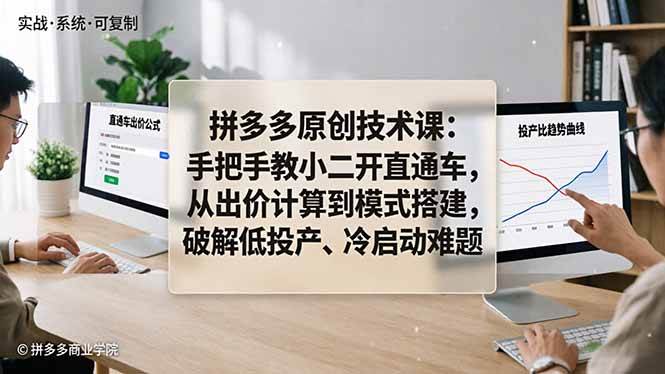 （18159期）拼多多原创技术课：手把手教小二开直通车，从出价计算到模式搭建，破解低投产、冷启动难题-千城资源网