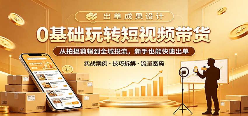 0基础玩转短视频带货：从拍摄剪辑到全域投流，新手也能快速出单-千城资源网