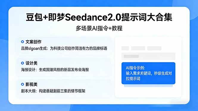 （17935期）豆包+即梦Seedance2.0提示词大合集：多场景AI指令+教程，解锁文案、设计、影视高效创作-千城资源网
