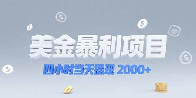 （15251期）美金暴利项目，四小时当天提现 2000+机会留给会选赛道的人-千城资源网