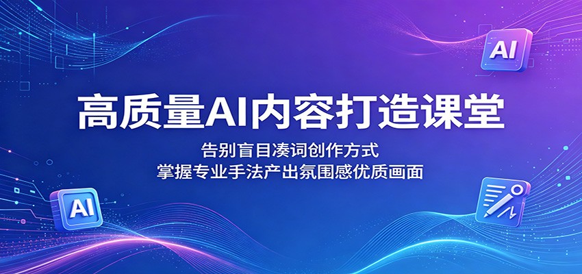高质量AI内容打造课堂：告别盲目凑词创作方式，掌握专业手法产出氛围感优质画面-千城资源网