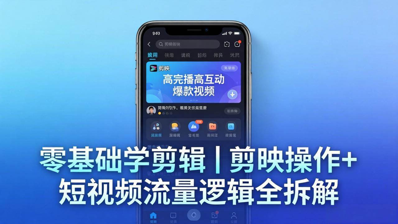 （18117期） 【零基础学剪辑】剪映操作+短视频流量逻辑全拆解｜手把手教你剪出高完播高互动爆款视频-千城资源网