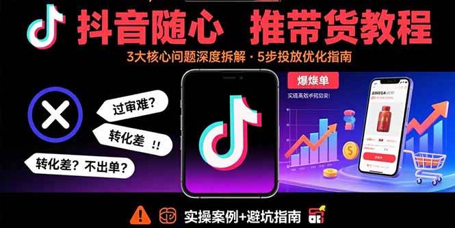 （15870期）抖音随心推带货教程：拆解过审难/转化差/不出单 等常见问题 实现高效带货-千城资源网