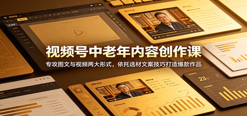 视频号中老年内容创作课：专攻图文与视频两大形式，依托选材文案技巧打造爆款作品-千城资源网