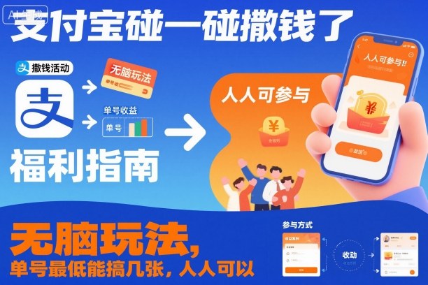 支付宝碰一碰撒钱了，无脑玩法，单号最低能搞几张，人人可以撸【揭秘】-千城资源网