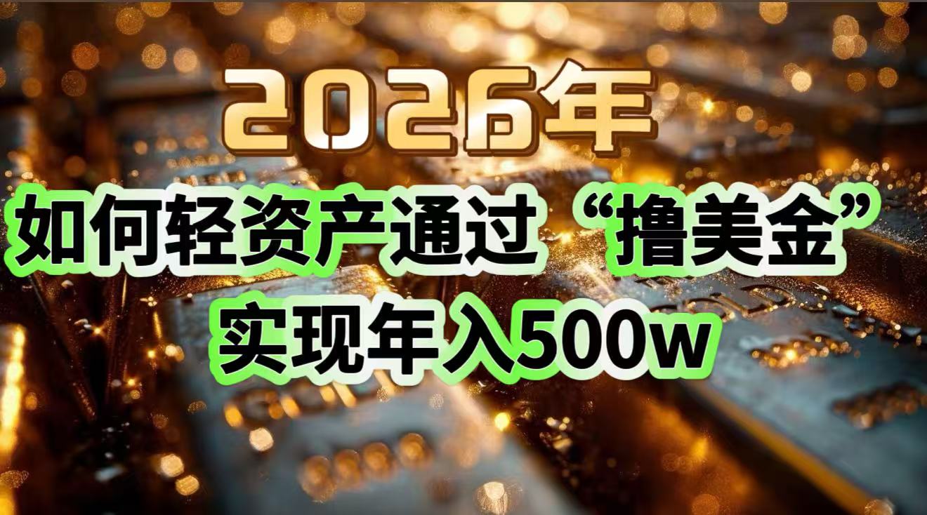 2026年如何轻资产通过“撸美金”实现年入500w-千城资源网