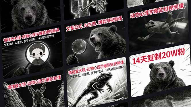 （17376期）情绪放大镜-动物心理学爆款短视频课，文案公式、AI生图、多平台变现，14天复制20W粉-千城资源网