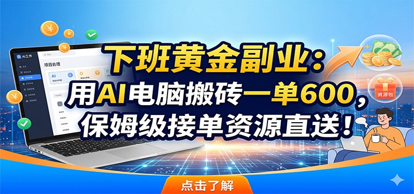 下班黄金副业：用AI电脑搬砖一单600，保姆级接单资源直送！-千城资源网