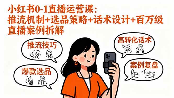 （16002期）小红书0-1直播运营课：推流机制+选品策略+话术设计+百万级直播案例拆解-千城资源网