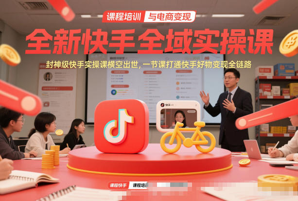 全新快手全域实操课，封神级快手实操课横空出世，一节课打通快手好物变现全链路-千城资源网