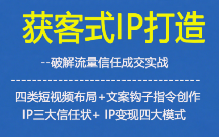 获客型IP打造，破解流量信任成，四类短视频布局+文案钩子指令创作IP三大信任状+IP变现四大模式-千城资源网