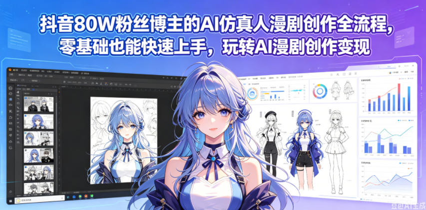 抖音80W粉丝博主的AI仿真人漫剧创作全流程，零基础也能快速上手，玩转AI漫剧创作变现-千城资源网