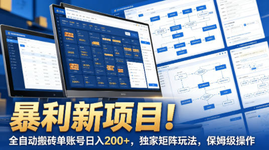 暴利新项目！全自动搬砖单账号日入200+，独家矩阵玩法，保姆级操作【揭秘】-千城资源网
