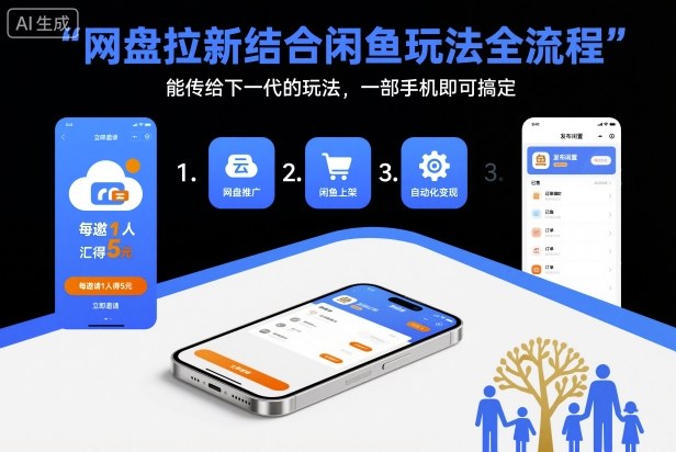 网盘拉新结合闲鱼玩法全流程，能传给下一代的玩法，一部手机即可搞定（附入口渠道以及实操教程）-千城资源网