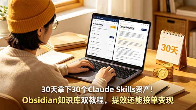 （18886期）30天拿下30个Claude Skills资产！Obsidian知识库双教程，提效还能接单变现-千城资源网