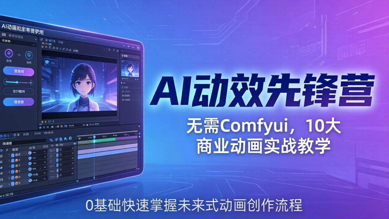 （18077期）AI 动效先锋营：无需Comfyui，10大商业动画实战教学，0基础快速掌握未来式动画创作流程-千城资源网