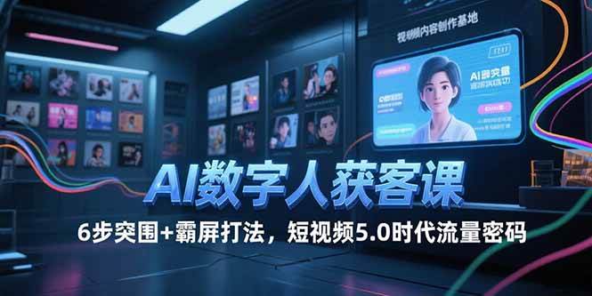 （15247期）AI数字人获客课，6步突围+霸屏打法，短视频5.0时代流量密码-千城资源网