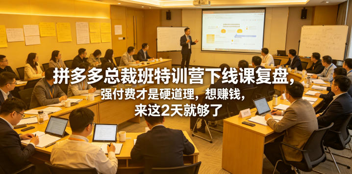 拼多多总裁班特训营下线课复盘，强付费才是硬道理，想賺钱，来这2天就够了-千城资源网