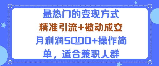 小众赛道玩法：当下最热门的变现方式，精准引流+被动成交月利润5k+操作简单，适合兼职人群-千城资源网