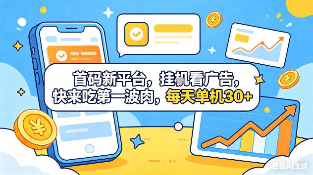 首码新平台，挂G自动看广告，快来吃第一波肉，每天单机30+，可矩阵放大【揭秘】-千城资源网