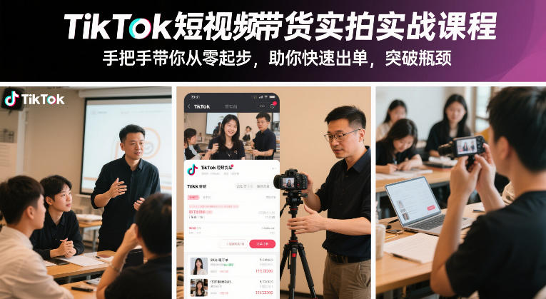 TikTok短视频带货实拍实战课程，手把手带你从零起步，助你快速出单，突破瓶颈-千城资源网