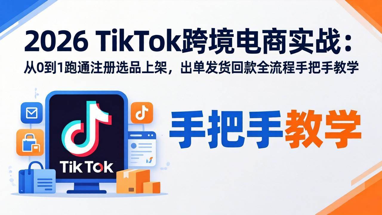 （17850期）2026TikTok跨境电商实战：从0到1跑通注册选品上架，出单发货回款全流程手把手教学-千城资源网
