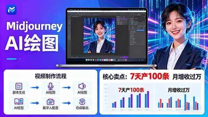 （16049期）AI绘图照片开口说话视频制作：Midjourney+数字人，7天产100条月增收过万-千城资源网