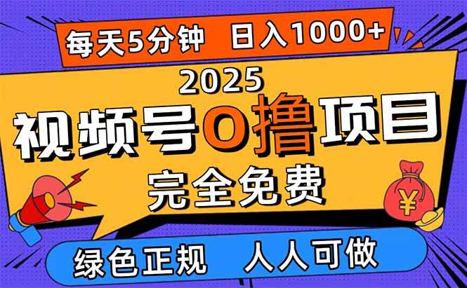 图片[1]-（16388期）2025视频号0撸项目，5分钟一个号，日入1000+，人人可做-千城资源网