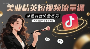 美业精英短视频流量课，掌握抖音流量密码，天天有询单，条条有转化-千城资源网