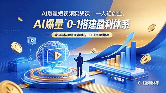 （18652期）AI爆量短视频实战课｜一人轻创业，算法脚本剪辑直播同城，0-1搭建盈利体系-千城资源网