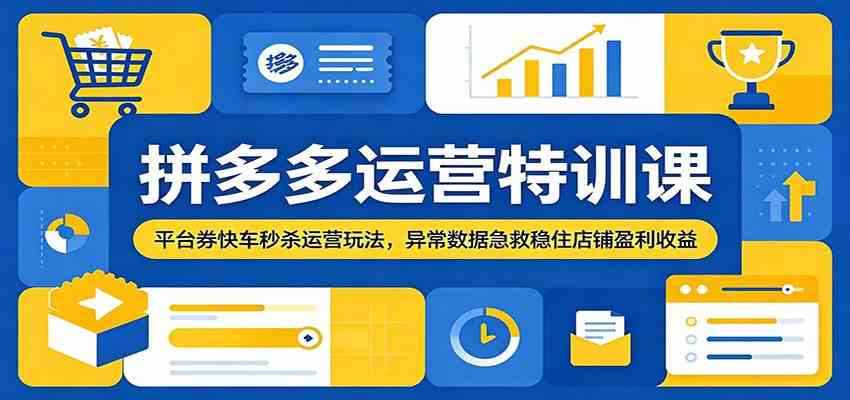 拼多多运营特训课：平台券快车秒杀运营玩法，异常数据急救稳住店铺盈利收益-千城资源网