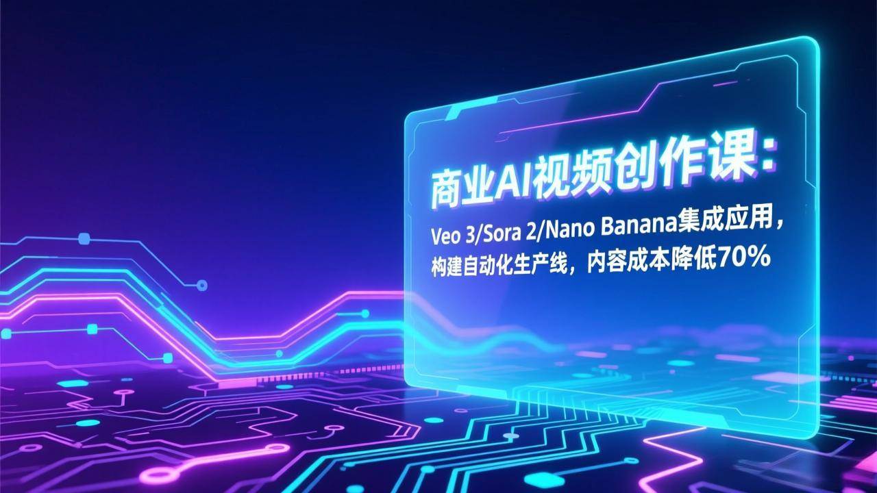 （17070期）商业AI视频创作课：Veo 3/Sora 2/Nano Banana集成应用，构建自动化生产线，内容成本降低70%-千城资源网