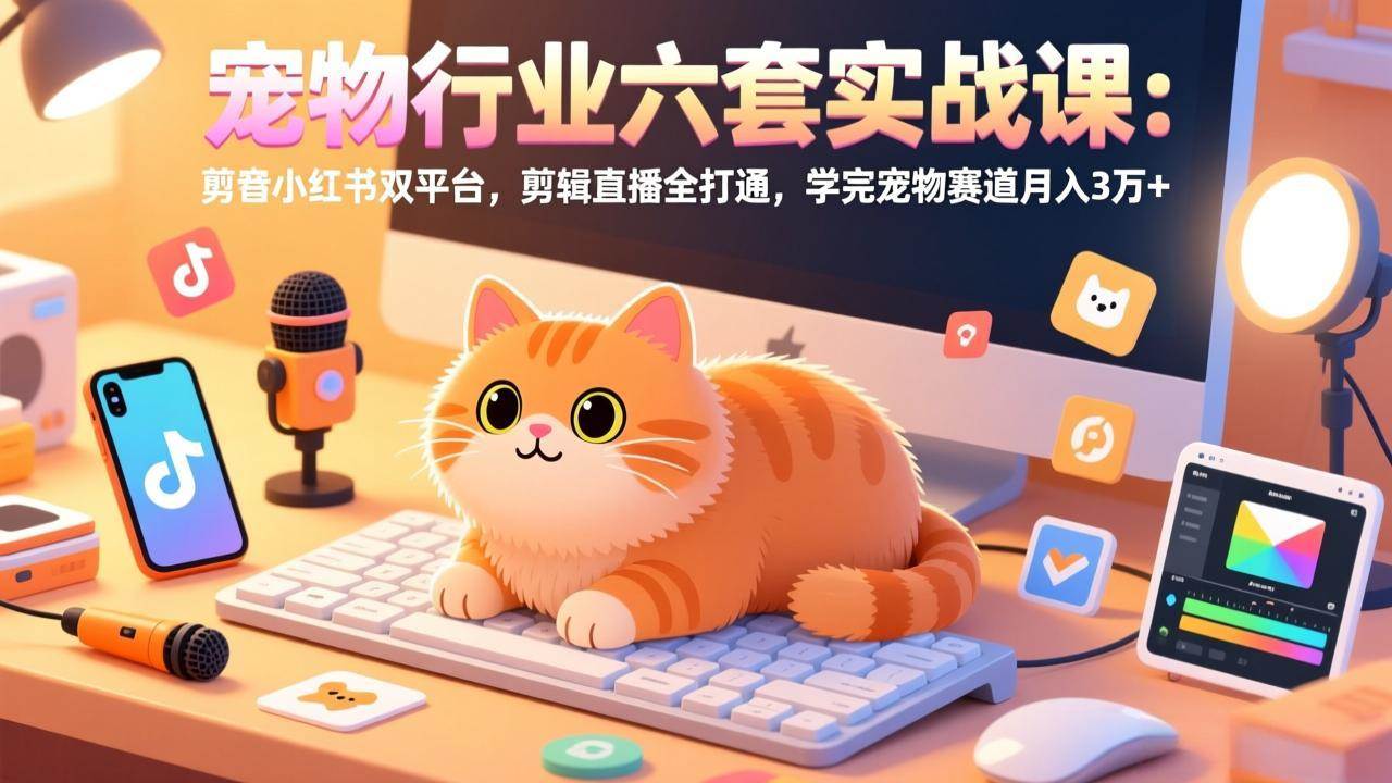 （17411期）宠物行业六套实战课：抖音小红书双平台，剪辑直播全打通，学完宠物赛道月入3万+-千城资源网