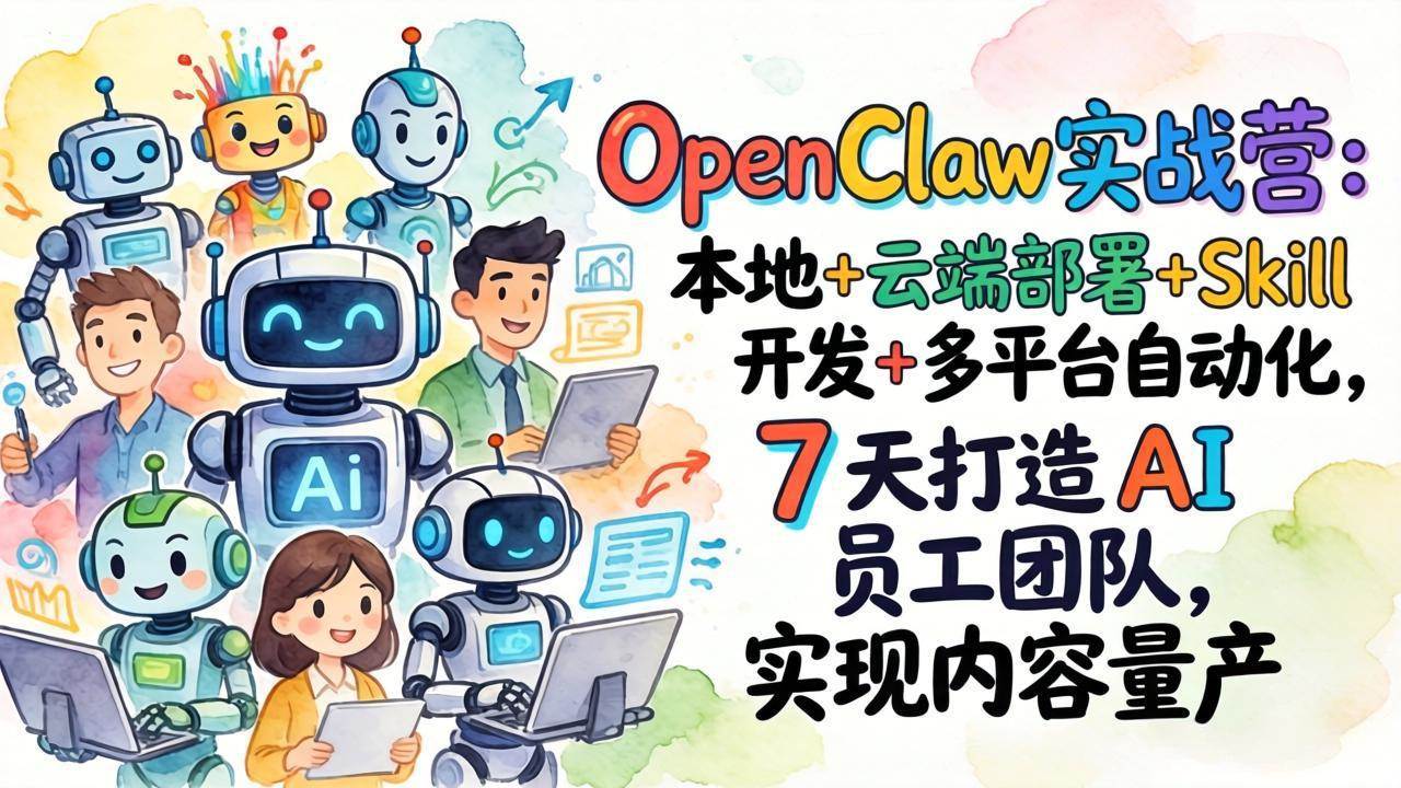 （17626期）OpenClaw实战营：本地+云端部署+Skill开发+多平台自动化，7 天打造 AI 员工团队，实现内容量产-千城资源网