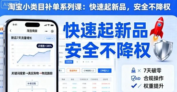 淘宝小类目补单系列课，快速起新品，安全不降权-千城资源网