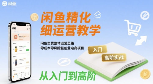 闲鱼精细化运营入门+高阶实战教学，闲鱼卖货整体运营思路，零成本零风险轻创业电商项目-千城资源网