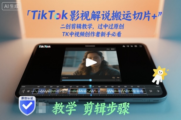 TikTok影视解说搬运切片+二创剪辑教学，过中过原创，TK中视频创作者新手必看-千城资源网