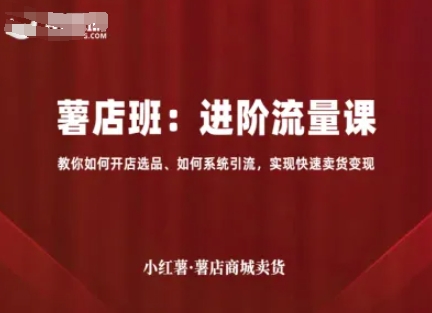 小红薯薯店商城卖货，进阶流量课，教你如何开店选品、如何系统引流，实现快速卖货变现-千城资源网
