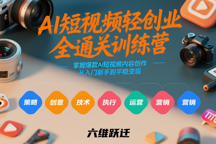 AI短视频轻创业全通关训练营，掌握爆款AI短视频内容创作，从入门新手到平稳变现的六维跃迁-千城资源网