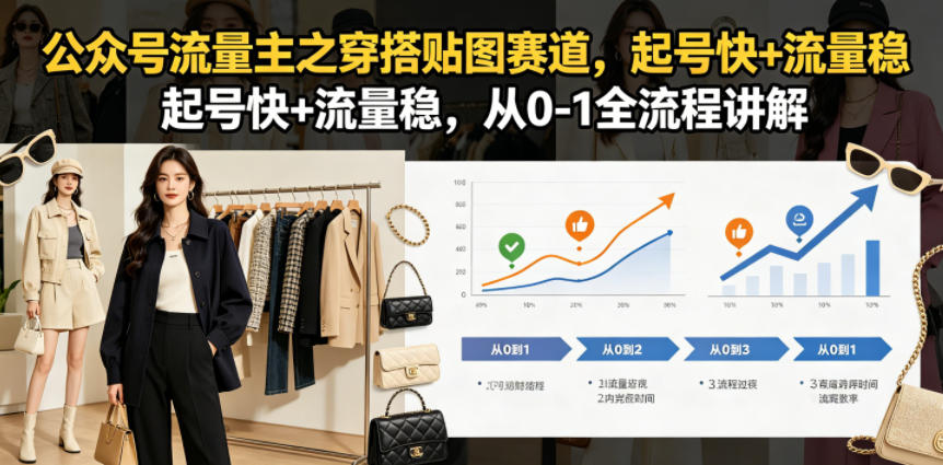 公众号流量主之穿搭贴图赛道，起号快+流量稳，从0-1全流程讲解-千城资源网